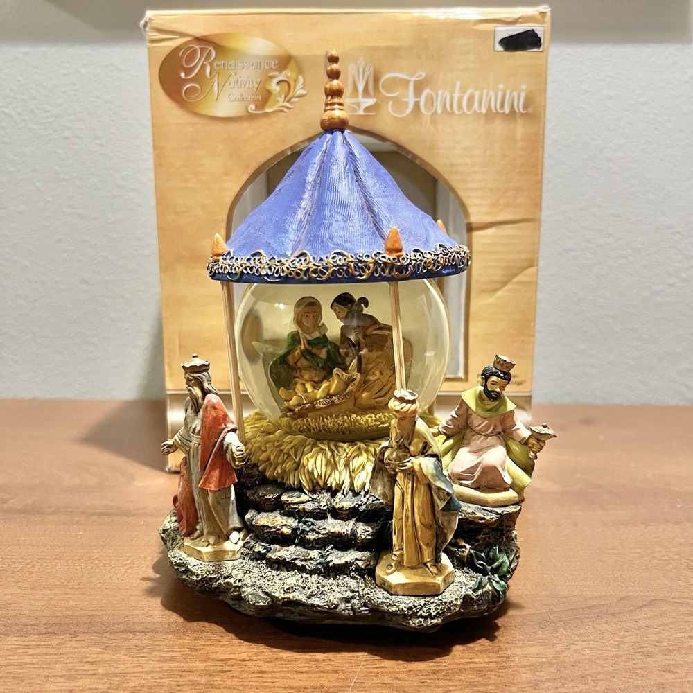 Fontanini Renaissance Nativity Musical Glitterdome 2005 We 3 Kings RARE MODEL
